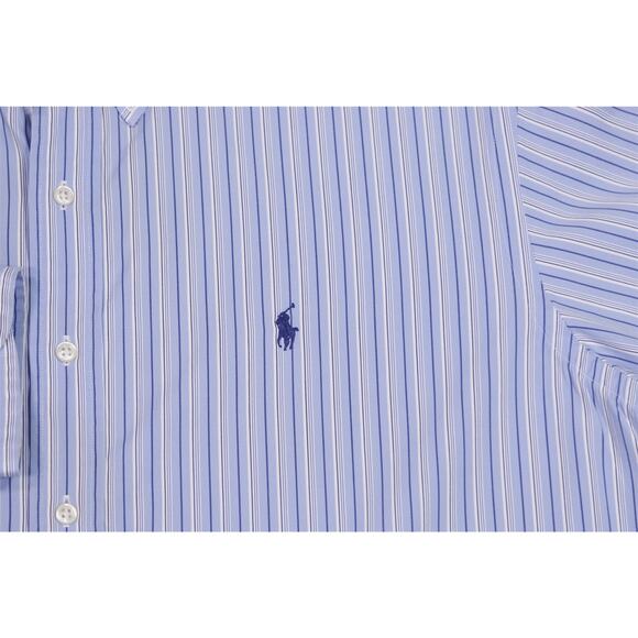 Ralph Lauren Mens Classic Fit Blue Striped Cotton Button-Up Dress Shirt XXL - Picture 4 of 8